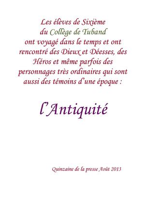 Interviews des personnages de l'Antiquité par les 6èmes de Tuband