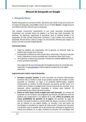 MANUAL DE BUSQUED EN GOOGLE
