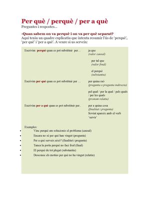 Per què/ per a què/ perquè