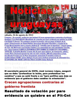 Noticias Uruguayas sábado 24 de agosto del 2013