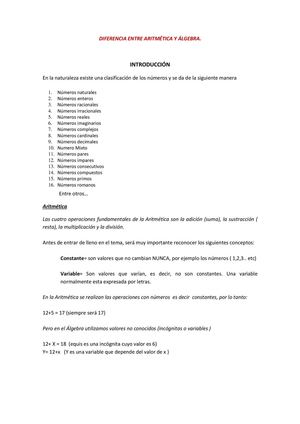 Diferencia entre Aritmética y Álgebra