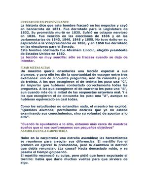 HISTORIAS MOTIVADORAS DE FORMACIÓN HUMANA