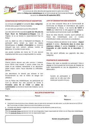 Réglement concours vélos décorés