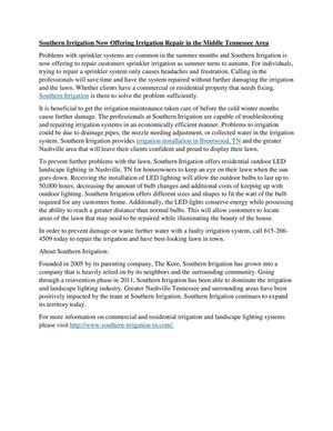 Irrigation Installation in Brentwood, TN