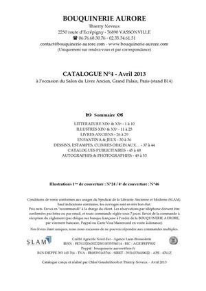 Bouquinerie Aurore - Catalogue N°4