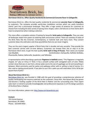 Norristown Brick Inc. Offers Quality Residential & Commercial Concrete Paver in Collegeville