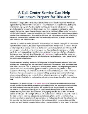 A Call Center Service Can Help Businesses Prepare for Disaster