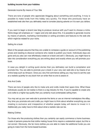 Generating Revenue From your Hobbies