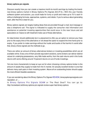 Binary Options Pro Signals - Enjoy Massive Revenues Quickly by Simply Following The Signals