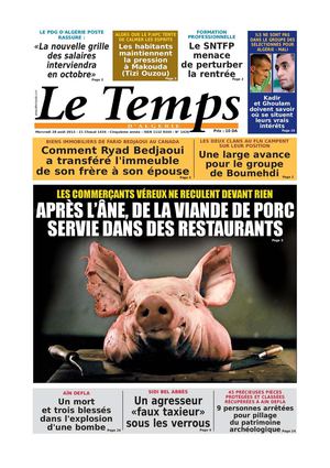 Le Temps d'Algérie Edtion du Mercredi 28 Août 2013