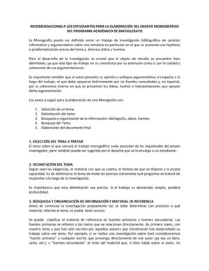 Recomendaciones Estudiante para hacer una Monografia