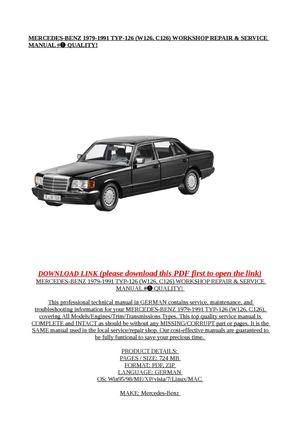Calaméo - MERCEDES-BENZ 1979-1991 TYP-126 (W126, C126) Calaméo - MERCEDES-BENZ 1979-1991 TYP-126 (W126, C126)
