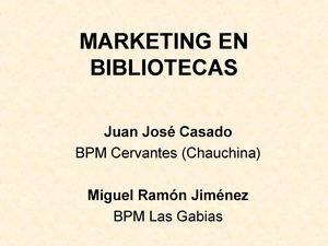 TALLER: MARKETING EN BIBLIOTECAS