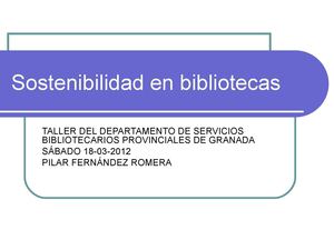 TALLER: SOSTENIBILIDAD Y BIBLIOTECAS
