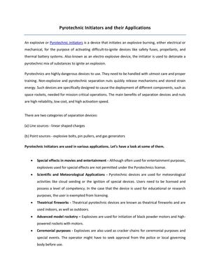 Pyrotechnic Initiators and their Applications