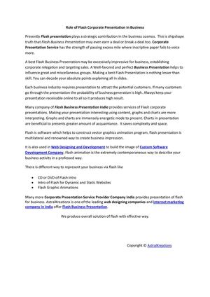 Role of Flash Corporate Presentation