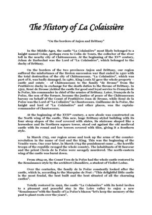 History/Histoire of la Colaissiere