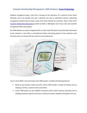 Customer Relationship Management Consulting Services - Vcare Technology