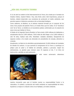 El día de la Tierra, reflexiona