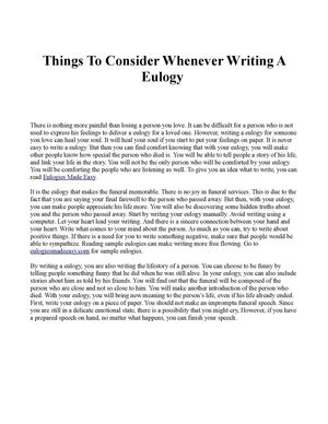 Things To Consider Whenever Writing A Eulogy