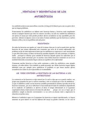 ventajas y desventajas de los antibioticos