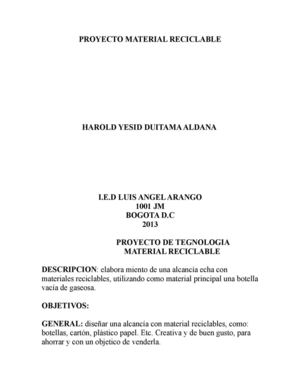 PROYECTO ALCANCÍA MATERIAL RECICLABLE 