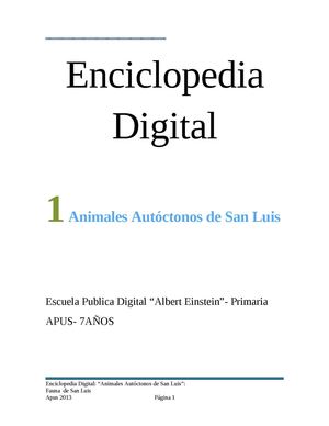 ENCICLOPEDIA DIGITAL: "ANIMALES AUTÓCTONOS DE SAN LUIS"
