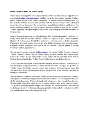 Online computer repair for Toshiba laptops