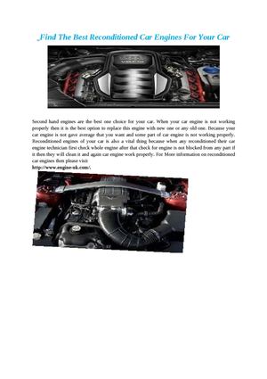Second hand engines, car engines, reconditioned engines, used car engines, reconditioned car engines, new car engines, van engines