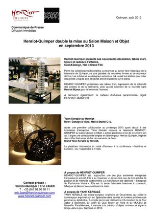 Henriot-Quimper expose à Maison et Objet