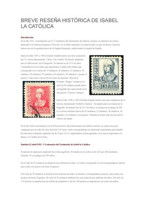 Breve Reseña Histórica de Isabel la Católica