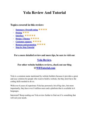 Yola Review And Tutorial