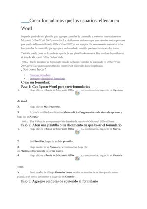 Crear formularios que los usuarios rellenan en Word