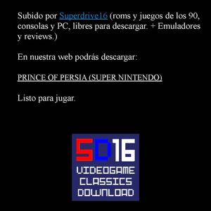 Prince of Persia Super Nintendo Manual Instrucciones