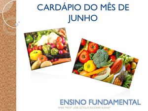 cardápio do mês de junho
