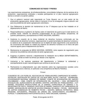 Comunicado de Prensa Mesa Regional 