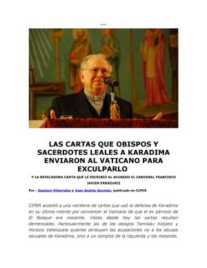 LAS CARTAS QUE OBISPOS Y SACERDOTES LEALES A KARADIMA ENVIARON AL VATICANO PARA EXCULPARLO  