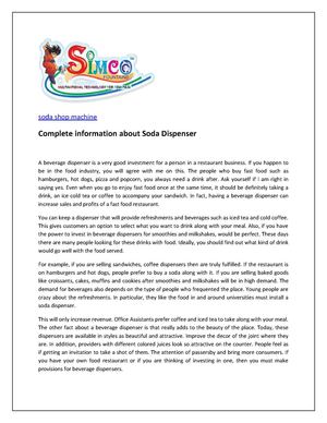 Complete information about Soda Dispenser