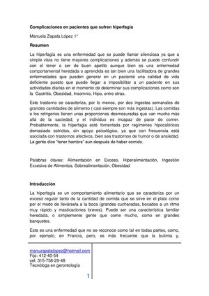 Complicaciones en pacientes que sufren hiperfagía 