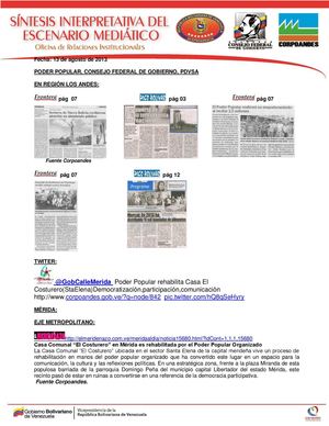 Síntesis Interpretativa del Escenario Mediático del 13 de agosto de 2013