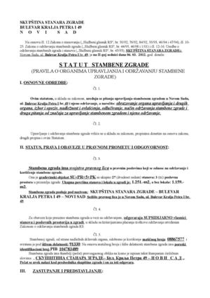 STATUT STAMBENE ZGRADE