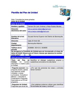 plantilla de unidad presentado por Carmen De Leon y Kelys Rodelo