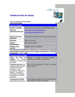 plantilla de unidad presentado por Carmen De Leon y Kelys Rodelo