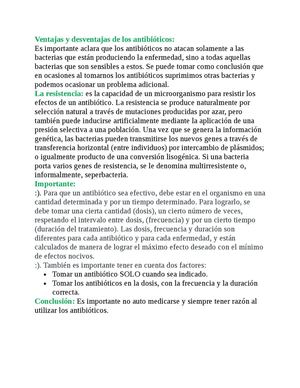 Ventajas y desventajas de los antibioticos 