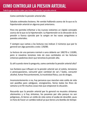 Factores que influyen en la presion arterial