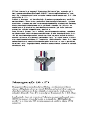 HISTORIA Y EVOLUCION DE LOS FORD MUSTANG