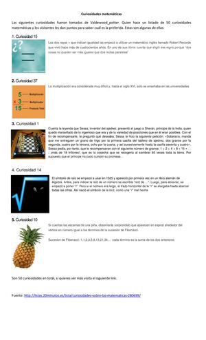 Algunas Curiosidades matemáticas