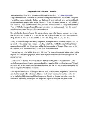 Singapore Grand Prix- Fun Unlimited