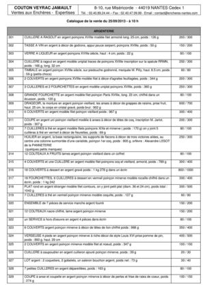 BELLE VENTE CATALOGUEE 25-09-2013 
