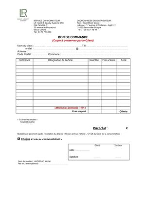 LR.BON DE COMMANDE.1.A conserver par le Client
